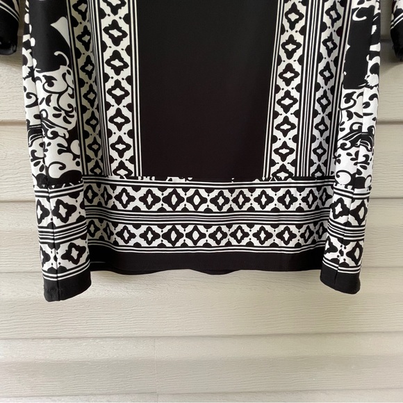 Joseph Ribkoff Cold Shoulder Black and White Mixed Print Tunic Top - Picture 6 of 8